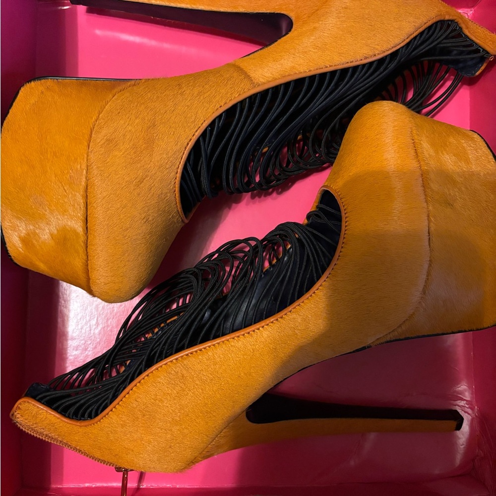 London Trash Orange and Black Stiletto Heels